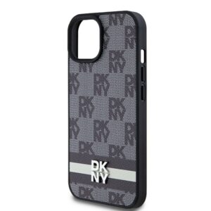 DKNY DKHCP15MPCPTSSK Apple iPhone 15 Plus   14 Plus 6.7 inch juodos spalvos kietas dėklas Leather Checkered Mono Pattern - Image 6