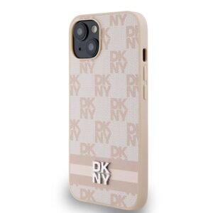 DKNY DKHCP15SPCPTSSP Apple iPhone 15 Plus 14 Plus 6.7 inch rožinės spalvos kietas dėklas Leather Checkered Mono Pattern - Image 2