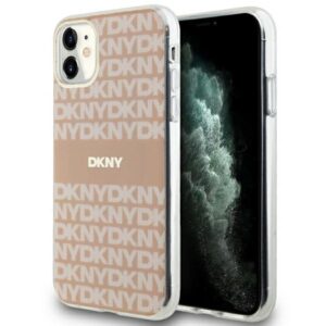 DKNY DKHMN61HRHSEP Apple iPhone 11 Xr 6.1 inch rožinės spalvos kietas dėklas IML Mono & Stripe MagSafe