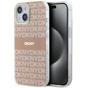 DKNY DKHMP14SHRHSEP Apple iPhone 14 15 13 6.1 inch rožinės spalvos kietas dėklas IML Mono & Stripe MagSafe