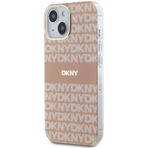 DKNY DKHMP15SHRHSEP Apple iPhone 15   14   13 6.1 inch rožinės spalvos kietas dėklas IML Mono & Stripe MagSafe - Image 2