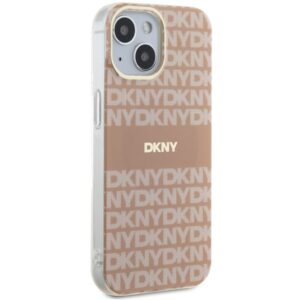 DKNY DKHMP15SHRHSEP Apple iPhone 15   14   13 6.1 inch rožinės spalvos kietas dėklas IML Mono & Stripe MagSafe - Image 4