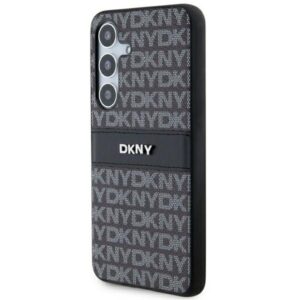 DKNY DKHCS24MPRTHSLK S24+ S926 juodos spalvos kietas dėklas Leather Mono Stripe & Metal Logo - Image 2