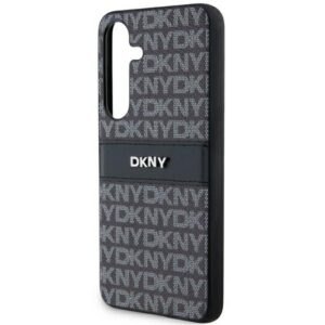 DKNY DKHCS24MPRTHSLK S24+ S926 juodos spalvos kietas dėklas Leather Mono Stripe & Metal Logo - Image 6