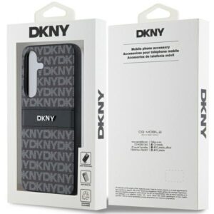 DKNY DKHCS24MPRTHSLK S24+ S926 juodos spalvos kietas dėklas Leather Mono Stripe & Metal Logo - Image 8