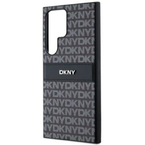 DKNY DKHCS24LPRTHSLK S24 Ultra S928 juodos spalvos kietas dėklas Leather Mono Stripe & Metal Logo - Image 6