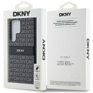 DKNY DKHCS24LPRTHSLK S24 Ultra S928 juodos spalvos kietas dėklas Leather Mono Stripe & Metal Logo - Image 8