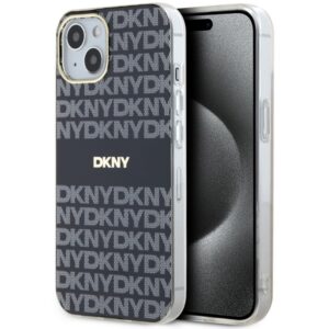 DKNY DKHMP15MHRHSEK Apple iPhone 15 Plus 14 Plus 6.7 inch juodos spalvos kietas dėklas IML Mono & Stripe MagSafe