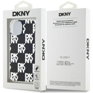 DKNY DKHCP15MHDLCEK Apple iPhone 15 Plus 14 Plus 6.7 inch juodos spalvos kietas dėklas IML Checkered Mono Pattern - Image 8