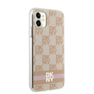 DKNY DKHMN61HCPTSP Apple iPhone 11 Xr 6.1 inch rožinės spalvos kietas dėklas IML Checkered Mono Pattern & Printed Stripe - Image 4