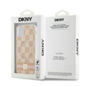 DKNY DKHMN61HCPTSP Apple iPhone 11 Xr 6.1 inch rožinės spalvos kietas dėklas IML Checkered Mono Pattern & Printed Stripe - Image 8