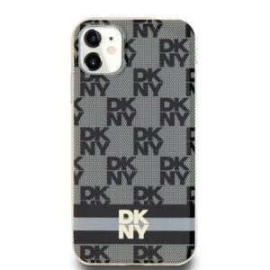 DKNY DKHMN61HCPTSK Apple iPhone 11   Xr 6.1 inch juodos spalvos kietas dėklas IML Checkered Mono Pattern & Printed Strip - Image 1