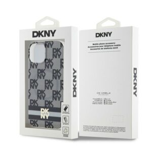 DKNY DKHMP14SHCPTSK Apple iPhone 14 15 13 6.1 inch juodos spalvos kietas dėklas IML Checkered Mono Pattern & Printed - Image 8