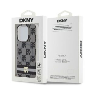 DKNY DKHMP15LHCPTSK Apple iPhone 15 Pro 6.1" juodos spalvos kietas dėklas IML Checkered Mono Pattern & Printed Strip - Image 8