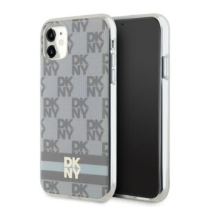 DKNY DKHMN61HCPTSE Apple iPhone 11   Xr 6.1 inch beige kietas dėklas IML Checkered Mono Pattern & Printed Strip