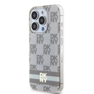 DKNY DKHMP14LHCPTSE Apple iPhone 14 Pro 6.1 inch beige kietas dėklas IML Checkered Mono Pattern & Printed Strip - Image 2