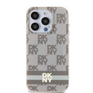 DKNY DKHMP14LHCPTSE Apple iPhone 14 Pro 6.1 inch beige kietas dėklas IML Checkered Mono Pattern & Printed Strip - Image 3