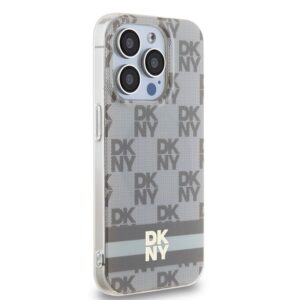 DKNY DKHMP14LHCPTSE Apple iPhone 14 Pro 6.1 inch beige kietas dėklas IML Checkered Mono Pattern & Printed Strip - Image 4