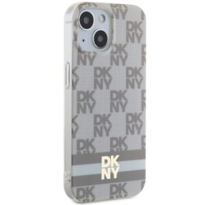 DKNY DKHMP15SHCPTSE Apple iPhone 15 14 13 6.1 inch beige kietas dėklas IML Checkered Mono Pattern & Printed - Image 4