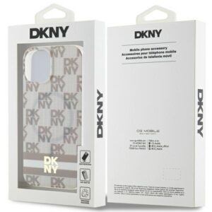 DKNY DKHMP15SHCPTSE Apple iPhone 15 14 13 6.1 inch beige kietas dėklas IML Checkered Mono Pattern & Printed - Image 8
