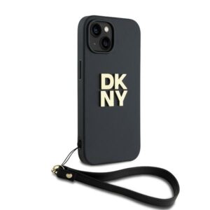 DKNY DKHCP15SPBSWSK Apple iPhone 15 / 14 / 13 6.1 inch juodos spalvos hardcase with Wrist Strap and Stock Logo - Image 3