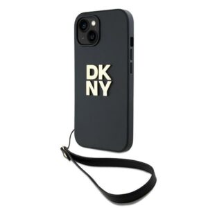 DKNY DKHCP15MPBSWSK Apple iPhone 15 Plus 6.7 inch juodos spalvos hardcase with Wrist Strap and Stock Logo - Image 1