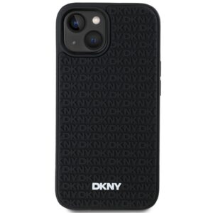 DKNY DKHCP15S3DRPWK Apple iPhone 15   14   13 6.1" juodos spalvos kietas dėklas 3D Rubber Repeat Pattern - Image 3