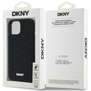 DKNY DKHCP15S3DRPWK Apple iPhone 15   14   13 6.1" juodos spalvos kietas dėklas 3D Rubber Repeat Pattern - Image 8