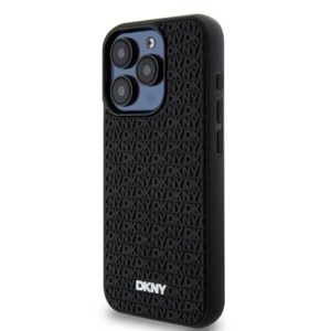 DKNY DKHCP15X3DRPWK Apple iPhone 15 Pro Max 6.7" juodos spalvos kietas dėklas 3D Rubber Repeat Pattern - Image 2