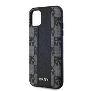 DKNY DKHMN61PCPVSLK Apple iPhone 11   Xr 6.1" juodos spalvos kietas dėklas Leather Checkered Mono Pattern MagSafe - Image 6