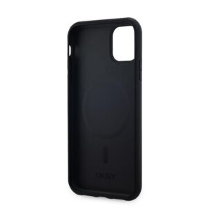 DKNY DKHMN61PCPVSLK Apple iPhone 11   Xr 6.1" juodos spalvos kietas dėklas Leather Checkered Mono Pattern MagSafe - Image 7