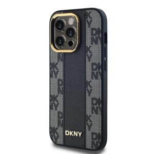 DKNY DKHMP14XPCPVSLK Apple iPhone 14 Pro Max 6.7" juodos spalvos kietas dėklas Leather Checkered Mono Pattern MagSafe - Image 2