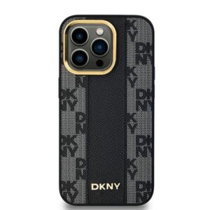 DKNY DKHMP14XPCPVSLK Apple iPhone 14 Pro Max 6.7" juodos spalvos kietas dėklas Leather Checkered Mono Pattern MagSafe - Image 3