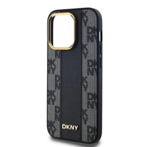 DKNY DKHMP14XPCPVSLK Apple iPhone 14 Pro Max 6.7" juodos spalvos kietas dėklas Leather Checkered Mono Pattern MagSafe - Image 6
