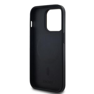 DKNY DKHMP14XPCPVSLK Apple iPhone 14 Pro Max 6.7" juodos spalvos kietas dėklas Leather Checkered Mono Pattern MagSafe - Image 7