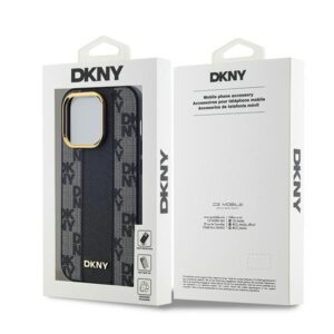 DKNY DKHMP14XPCPVSLK Apple iPhone 14 Pro Max 6.7" juodos spalvos kietas dėklas Leather Checkered Mono Pattern MagSafe - Image 8