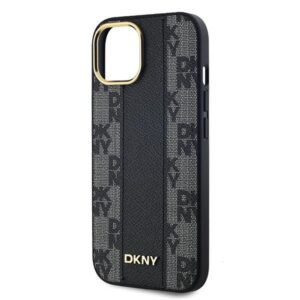 DKNY DKHMP15SPCPVSLK Apple iPhone 15   14   13 6.1" juodos spalvos kietas dėklas Leather Checkered Mono Pattern MagSafe - Image 6