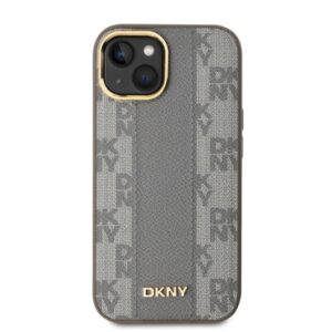 DKNY DKHMP14SPCPVSLE Apple iPhone 14 6.1" beige kietas dėklas Leather Checkered Mono Pattern MagSafe - Image 2
