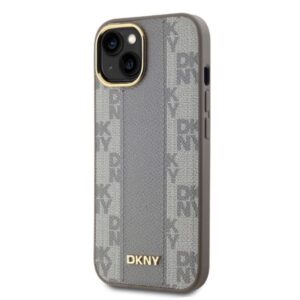 DKNY DKHMP14SPCPVSLE Apple iPhone 14 6.1" beige kietas dėklas Leather Checkered Mono Pattern MagSafe - Image 3