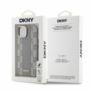 DKNY DKHMP14SPCPVSLE Apple iPhone 14 6.1" beige kietas dėklas Leather Checkered Mono Pattern MagSafe - Image 5