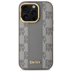 DKNY DKHMP14LPCPVSLE Apple iPhone 14 Pro 6.1" beige kietas dėklas Leather Checkered Mono Pattern MagSafe - Image 3