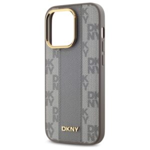 DKNY DKHMP14LPCPVSLE Apple iPhone 14 Pro 6.1" beige kietas dėklas Leather Checkered Mono Pattern MagSafe - Image 6