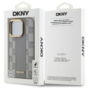 DKNY DKHMP14LPCPVSLE Apple iPhone 14 Pro 6.1" beige kietas dėklas Leather Checkered Mono Pattern MagSafe - Image 8