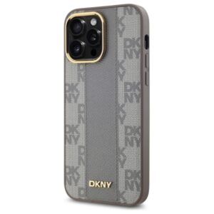 DKNY DKHMP14XPCPVSLE Apple iPhone 14 Pro Max 6.7" beige kietas dėklas Leather Checkered Mono Pattern MagSafe - Image 2