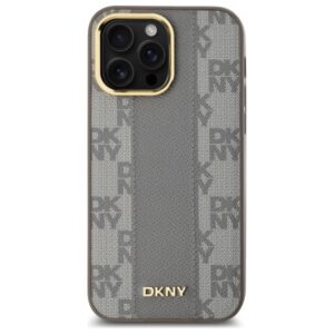 DKNY DKHMP14XPCPVSLE Apple iPhone 14 Pro Max 6.7" beige kietas dėklas Leather Checkered Mono Pattern MagSafe - Image 3
