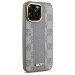 DKNY DKHMP14XPCPVSLE Apple iPhone 14 Pro Max 6.7" beige kietas dėklas Leather Checkered Mono Pattern MagSafe - Image 4