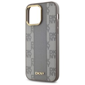 DKNY DKHMP14XPCPVSLE Apple iPhone 14 Pro Max 6.7" beige kietas dėklas Leather Checkered Mono Pattern MagSafe - Image 6