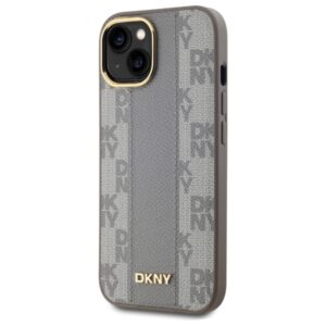 DKNY DKHMP15MPCPVSLE Apple iPhone 15 Plus 6.7" beige kietas dėklas Leather Checkered Mono Pattern MagSafe - Image 2