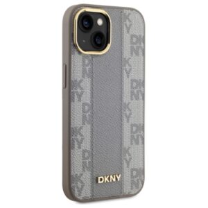 DKNY DKHMP15MPCPVSLE Apple iPhone 15 Plus 6.7" beige kietas dėklas Leather Checkered Mono Pattern MagSafe - Image 4
