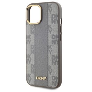 DKNY DKHMP15MPCPVSLE Apple iPhone 15 Plus 6.7" beige kietas dėklas Leather Checkered Mono Pattern MagSafe - Image 6